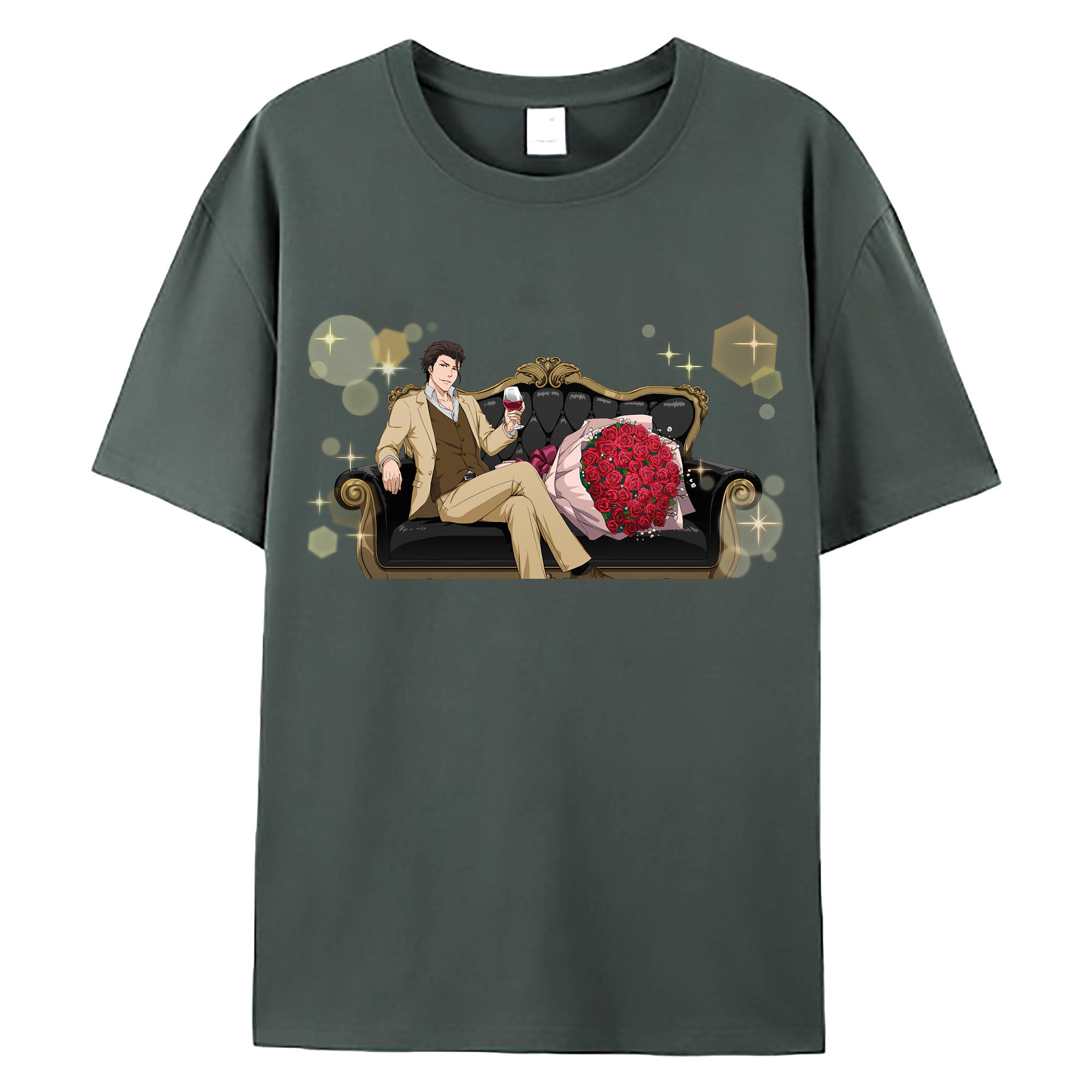 （画像用） ブリーチ 藍染 惣右介（あいぜん そうすけ） BLEACH Aizen Sousuke 綿100％ メンズ半袖Tシャツ｜肌触りやわらか＆通気性